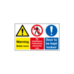 Warning Boiler Room No Admittance Authorised Door To Be Kept Locked Sign