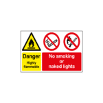 Danger Highly Flammable No Smoking Or Naked Lights Sign