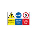 Caution Pedestrians Sound Horn 5mph Speed Limit Sign