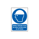 Safety Helmets Must Be Worn In This Area At All Times Sign
