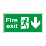 Fire Exit Running Man Arrow Down Sign