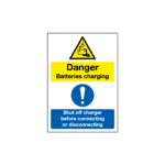 Danger Batteries Charging Shut Off Charger Before Connecting Or Disconnecting Sign