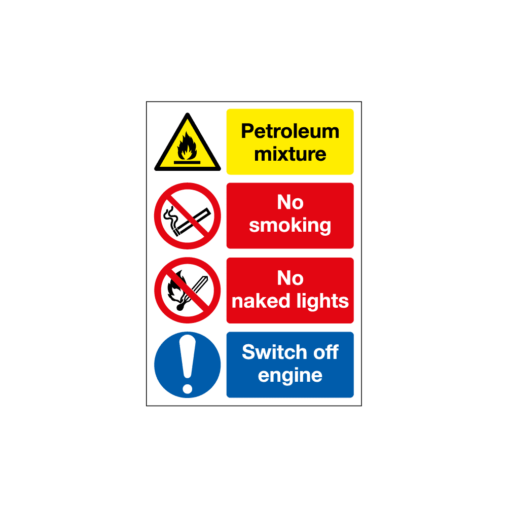 CS-SS-71534-1.png Petroleum Mixture No Smoking No Naked Lights Switch Off Engine Sign - Image 1
