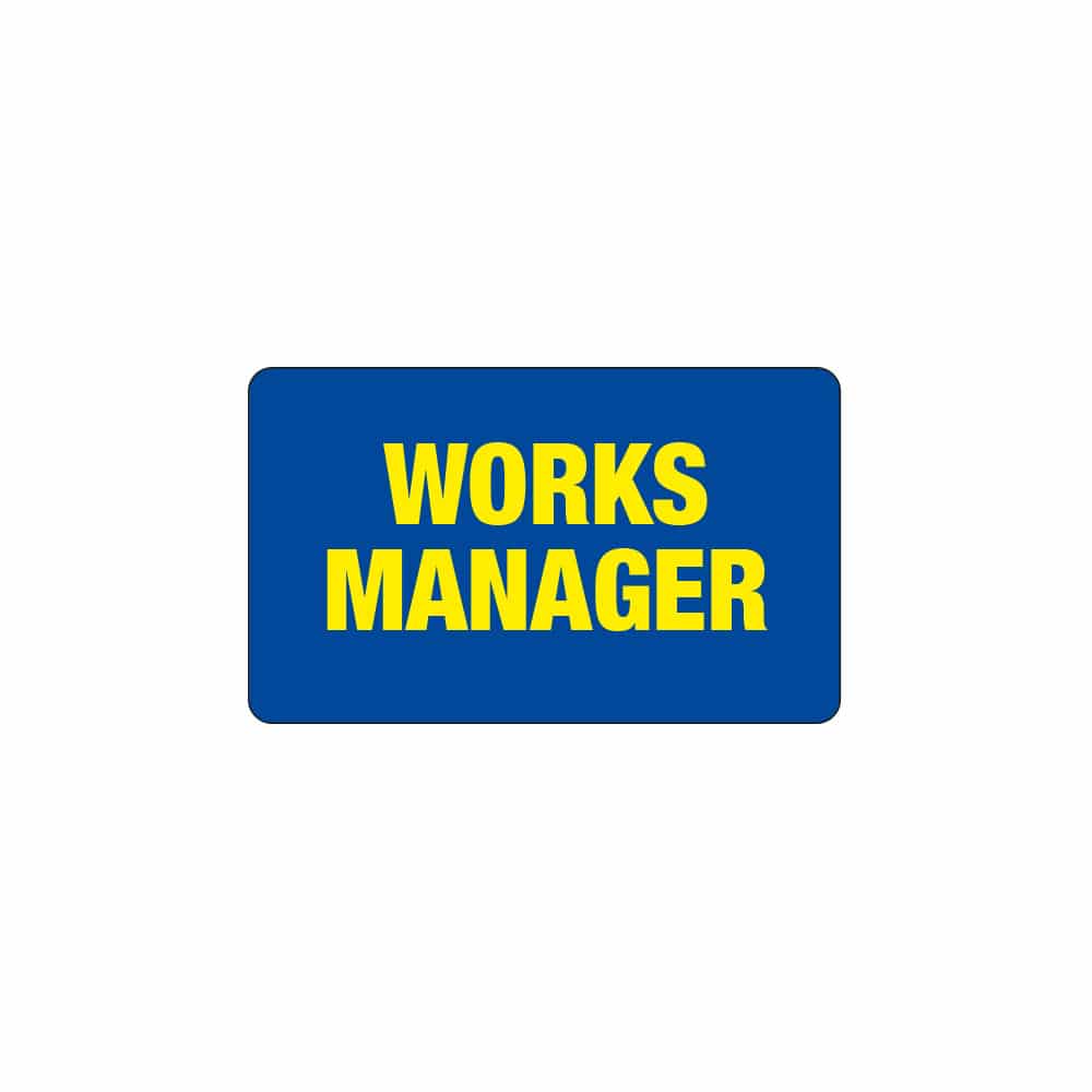 PVC-Insert-Card-WORKS-MANAGER-1.jpg PVC Insert Card - WORKS MANAGER (100 x 60mm) - Image 1