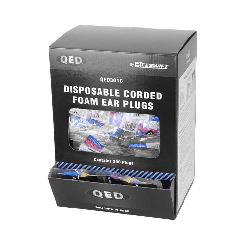 QED301C-1.png Beeswift QED Disposable Corded Ear Plugs Box of 200 - Image 1