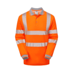 Pulsar LIFE Hi-Vis Rail Spec Orange Men's Long Sleeve Polo Shirt - Image 2