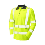 Leo Workwear EcoViz - Woolsery Hi-Vis Yellow Coolviz Long Sleeve Polo Shirt