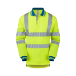 Pulsar Hi-Vis Yellow Long Sleeve Cut Reinforced Polo Shirt - Image 2