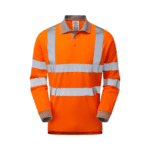 Pulsar Hi-Vis Rail Spec Orange Long Sleeve Polo Shirt - Image 2