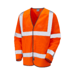 Leo Workwear - Fremington Hi-Vis Rail Spec Orange Coolviz Long Sleeve Waistcoat