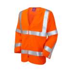 Leo Workwear - Meshaw Hi-Vis Rail Spec Orange Anti-Static Long Sleeve Waistcoat