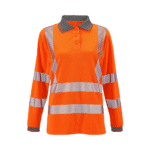 Supertouch Hi-Vis Rail Spec Orange Women’s Jaya Birds Long Sleeve Eye Polo